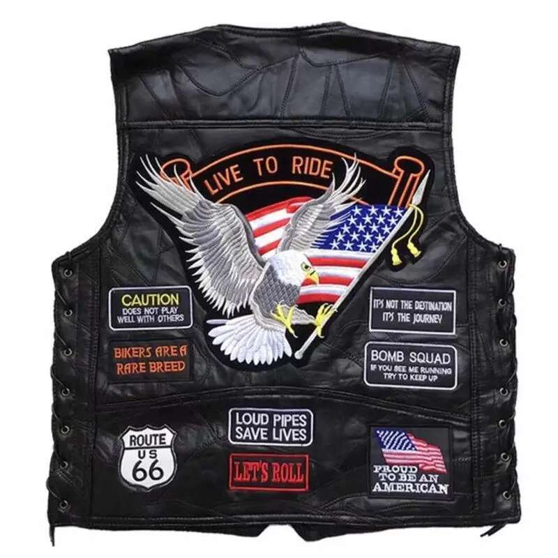 Leather Work Vest - Motorcycle Style American Classic Harley Motorcycle