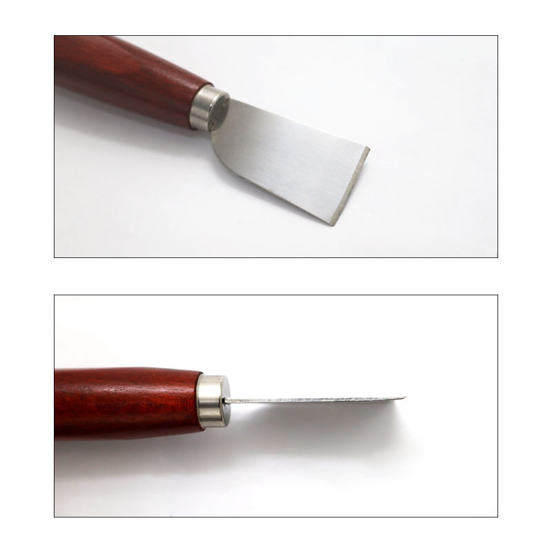 Leatherwork Knife - DIY Leathercraft Tool Wooden Handle Stainless