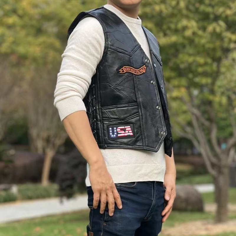 NEW Motorcycle Vests Men Cafe  - đánh giá và giá Leather Work Vest