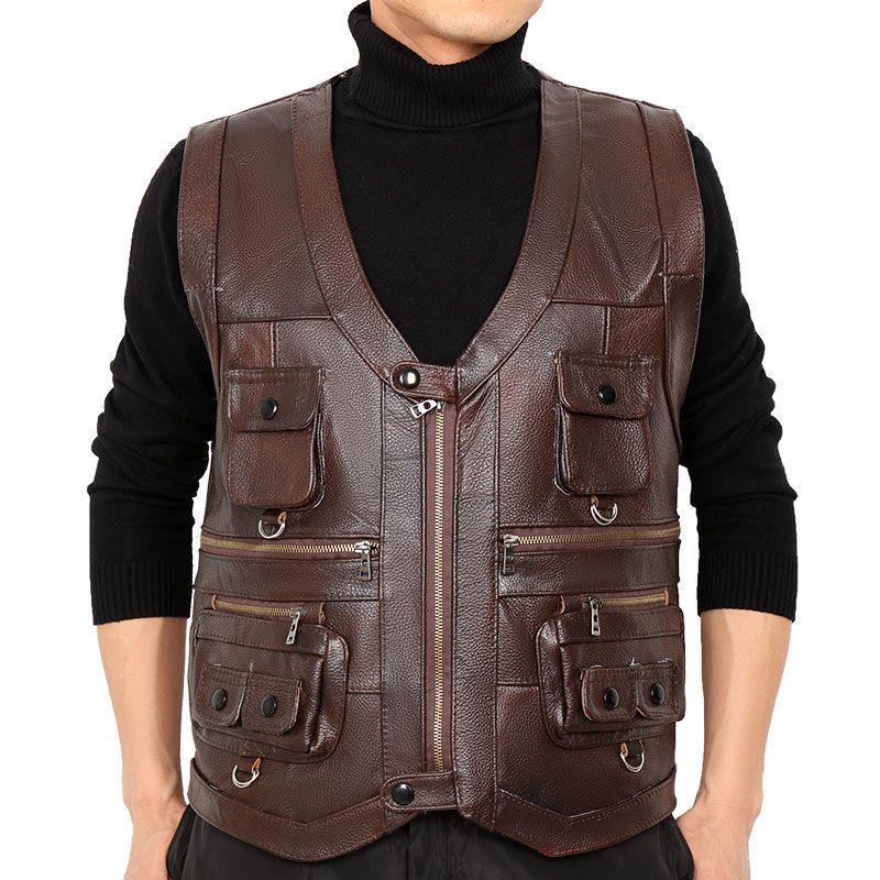 Cowhide Genuine Leather Vest W - đánh giá và giá Leather Work Vest
