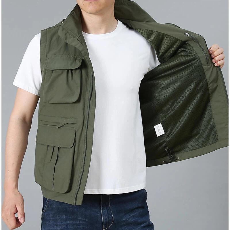 Men Casual Vest Multi Pocket W - đánh giá và giá Leather Work Vest