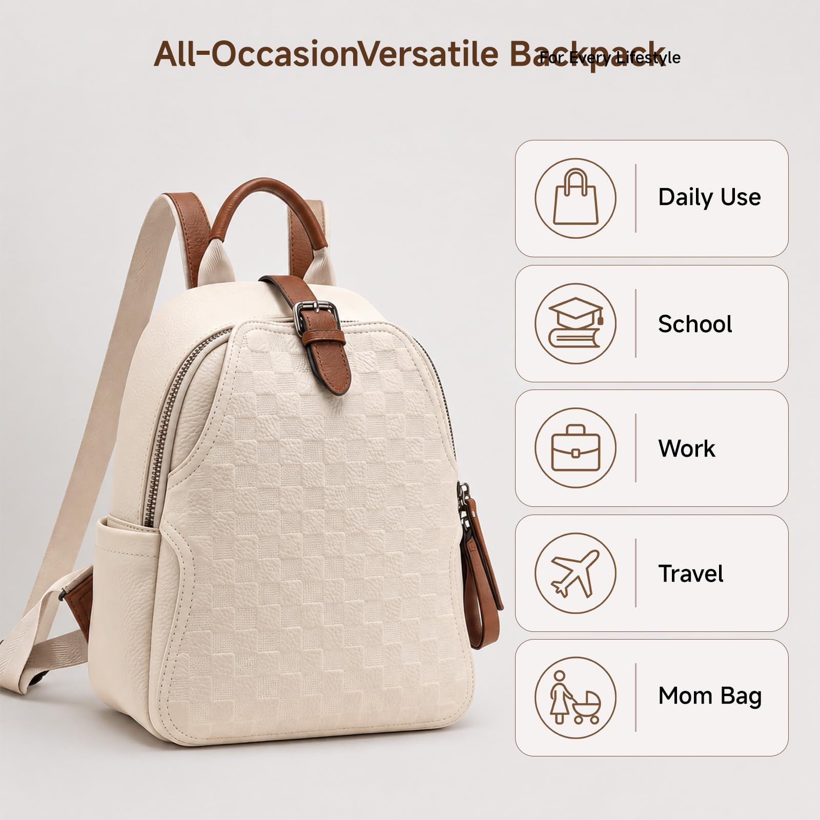 Women Embossed Checkered PU Le - đánh giá và giá Leather Work Womens Backpack