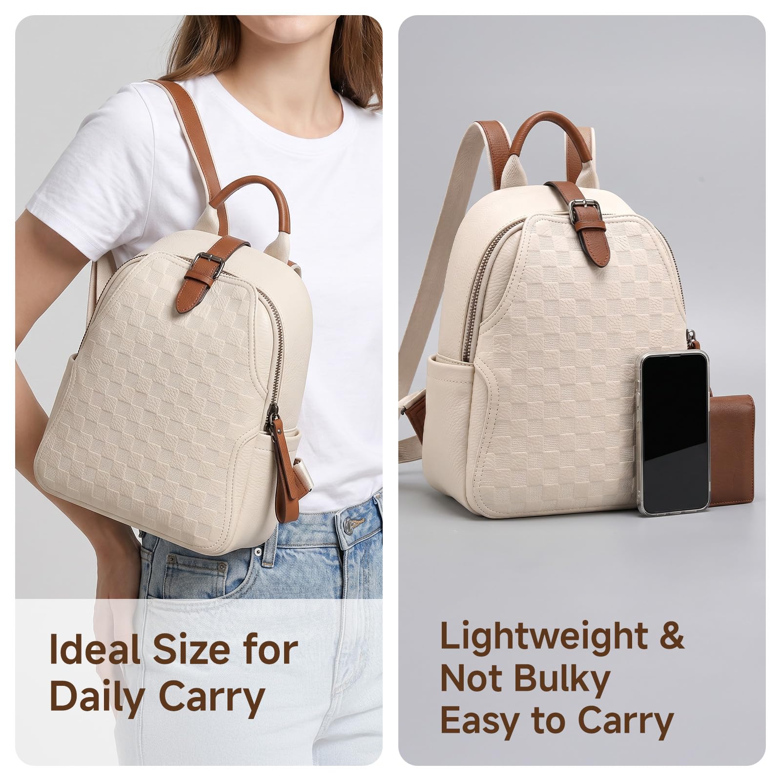 Women Embossed Checkered PU Le - đánh giá và giá Leather Work Womens Backpack