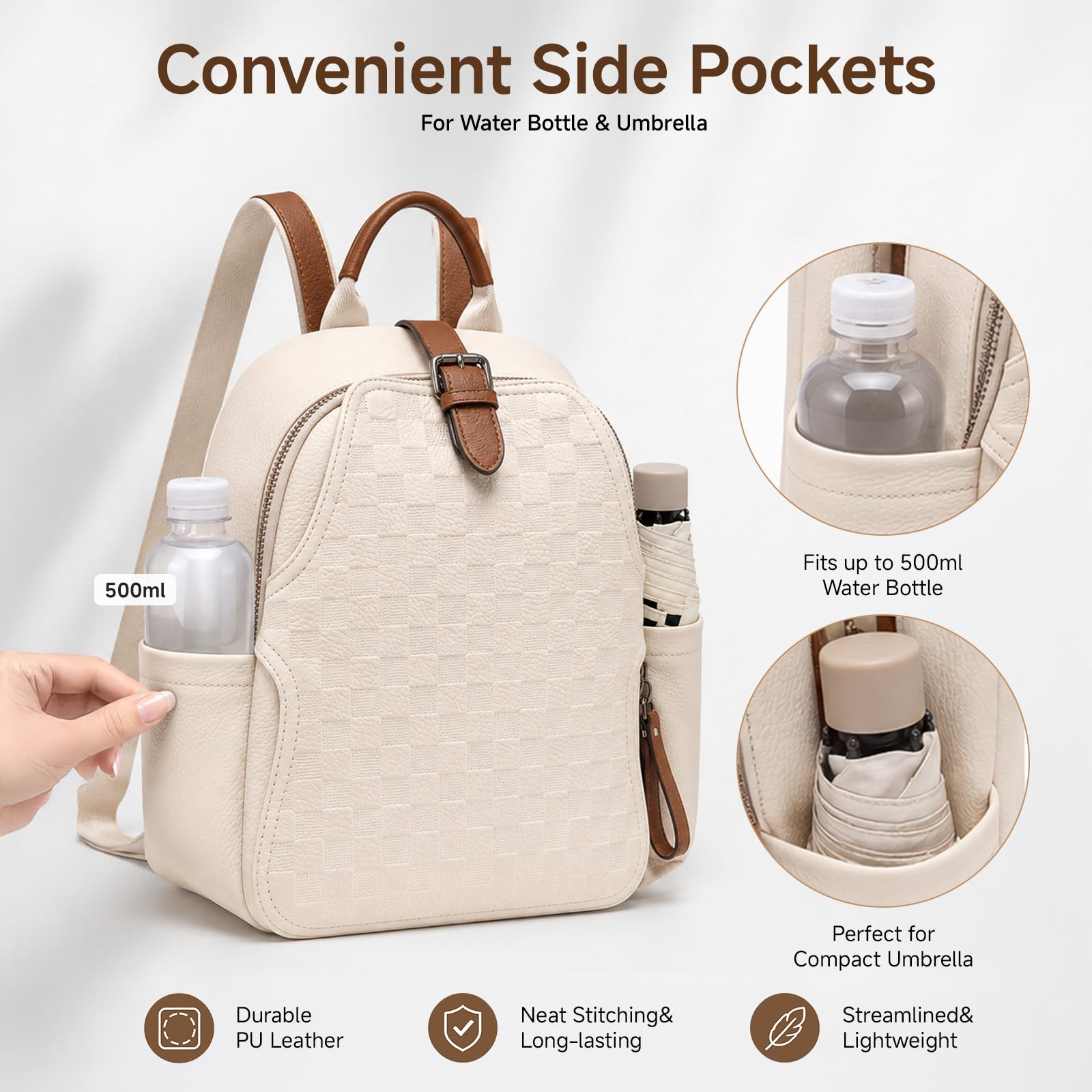 Women Embossed Checkered PU Le - đánh giá và giá Leather Work Womens Backpack