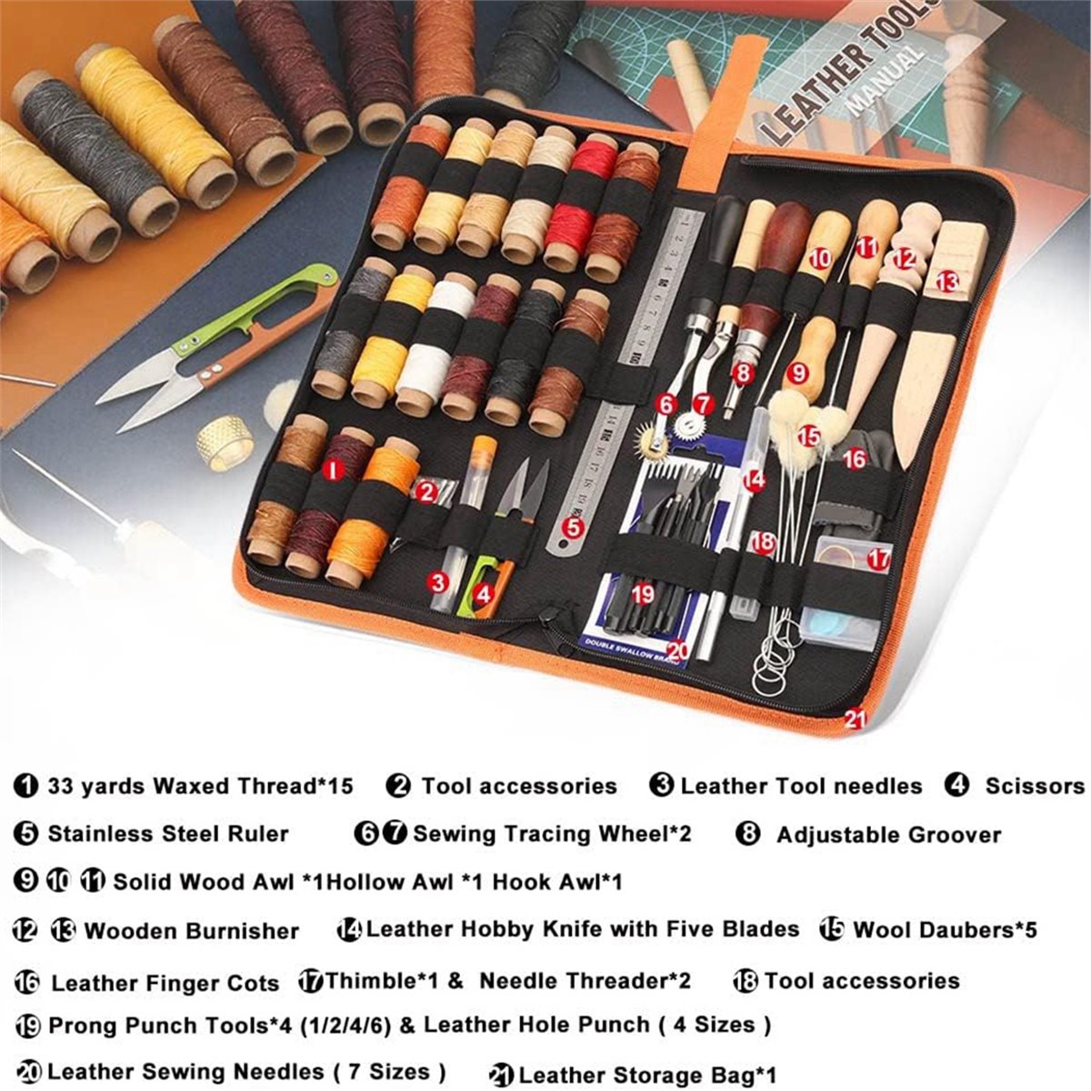66Pcs Leather Working Tools Ki - đánh giá và giá Beginner Leatherwork Kit