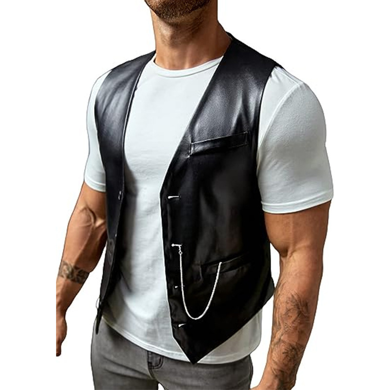 New Simple Men's PU Slim-fit L - đánh giá và giá Leather Work Vest