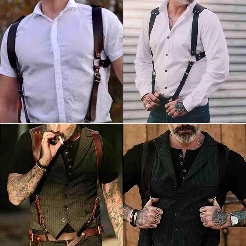 Men's Suspenders Belts New Fas - đánh giá và giá Leather Work Harness